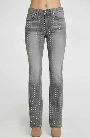 bebe Rhinestone Embellished Straight Leg Jeans