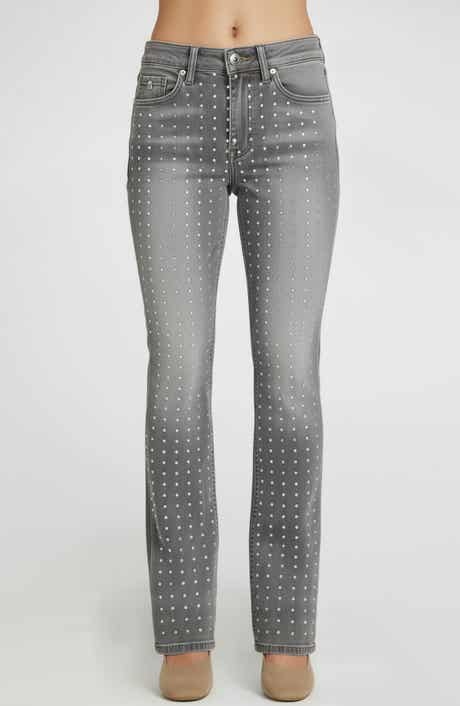 bebe Rhinestone Embellished Straight Leg Jeans