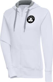 ANTIGUA Women's Antigua White Boston Celtics Brushed Metallic Victory Full-Zip Hoodie