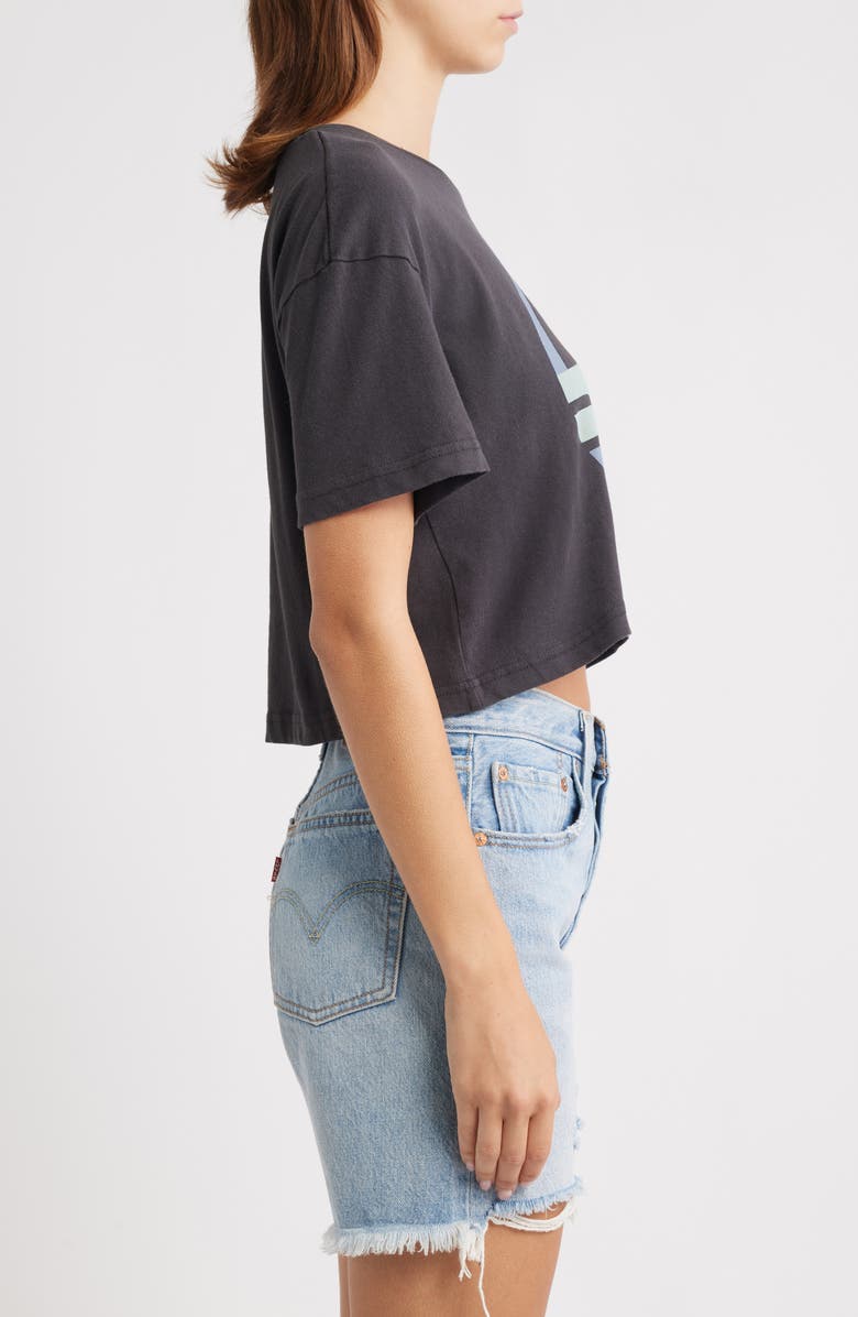 Hurley Society Island Boxy Crop Cotton T-Shirt, Alternate, color, Off Black