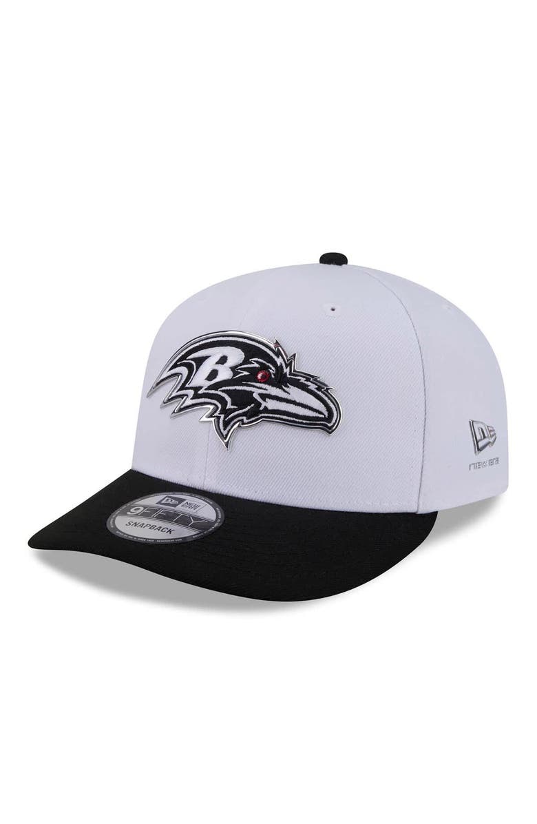 New Era Men's New Era White/Black Baltimore Ravens 2026 NFL Draft Pre-Curved 9FIFTY Snapback Hat, Main, color, White