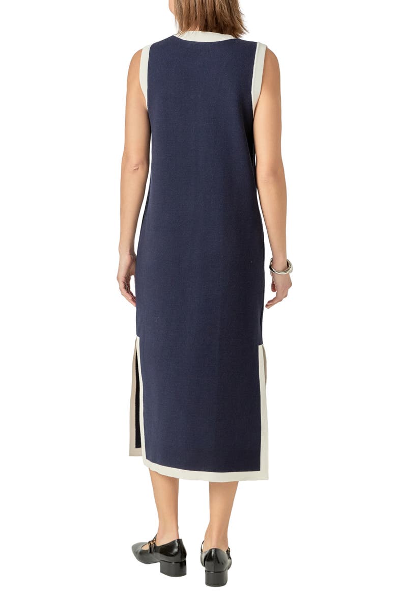 Sleeveless Sweater Dress, Alternate, color, NAVY/ WHITE