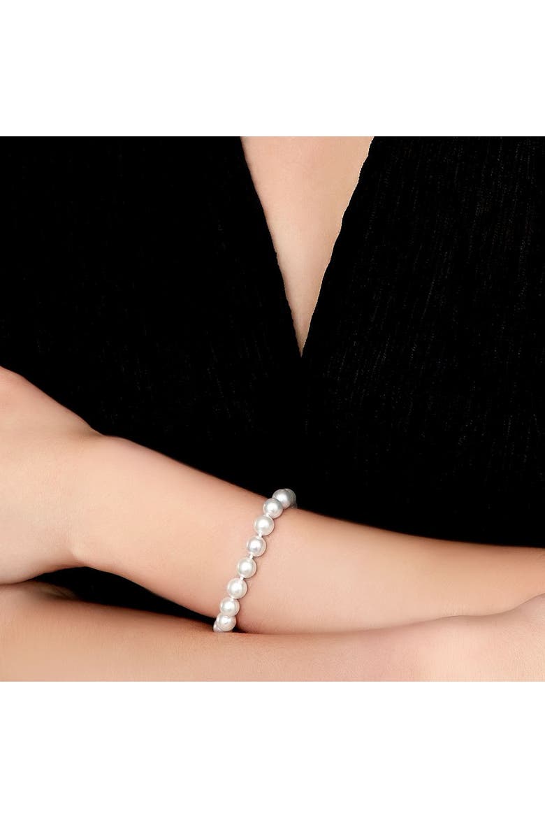 8.0-8.5mm Akoya White Pearl Bracelet - AAA Quality, Alternate, color, White Gold Clasp