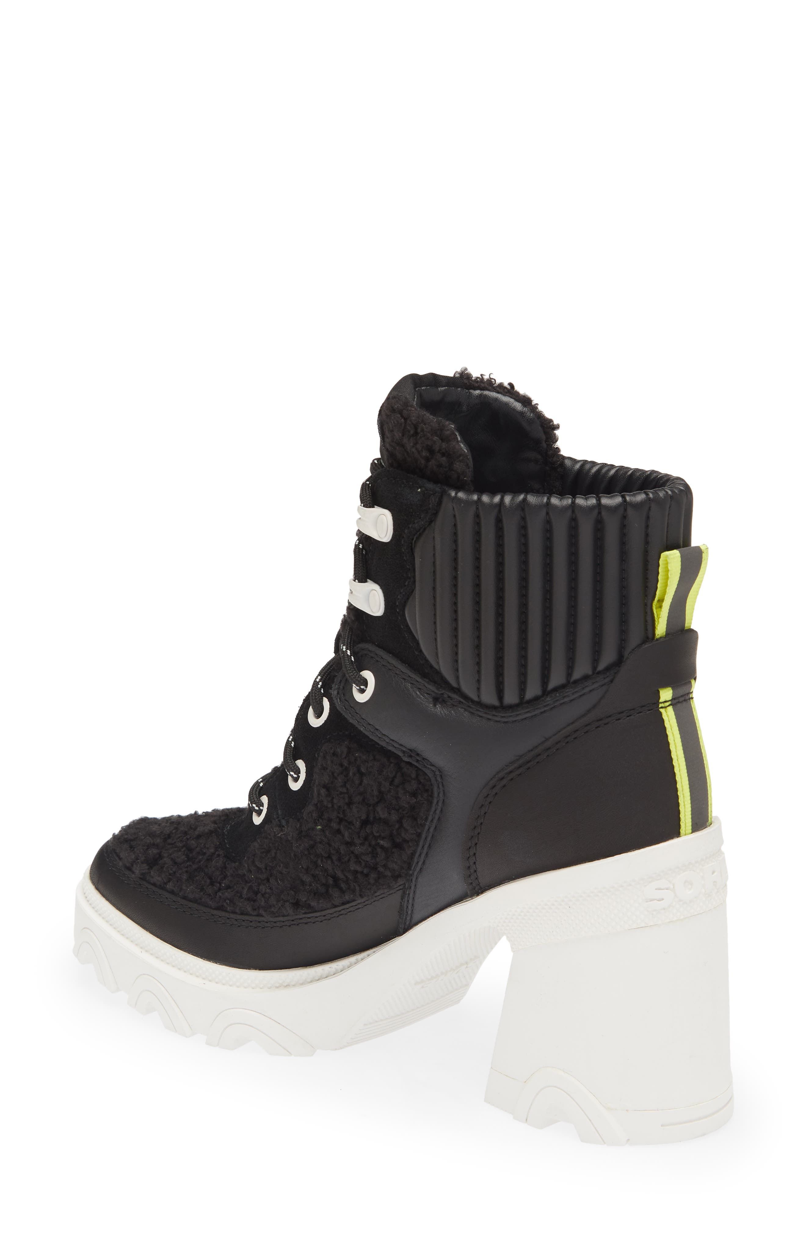 SOREL Brex<sup>™</sup> Leather & Faux Shearling Block Heel Lace-Up Bootie, Alternate, color, 