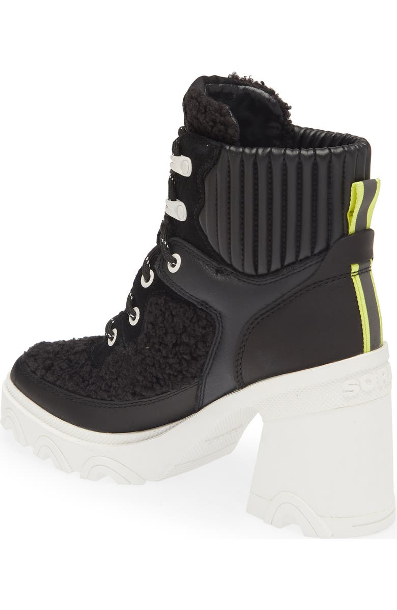 SOREL Brex<sup>™</sup> Leather & Faux Shearling Block Heel Lace-Up Bootie, Alternate, color,