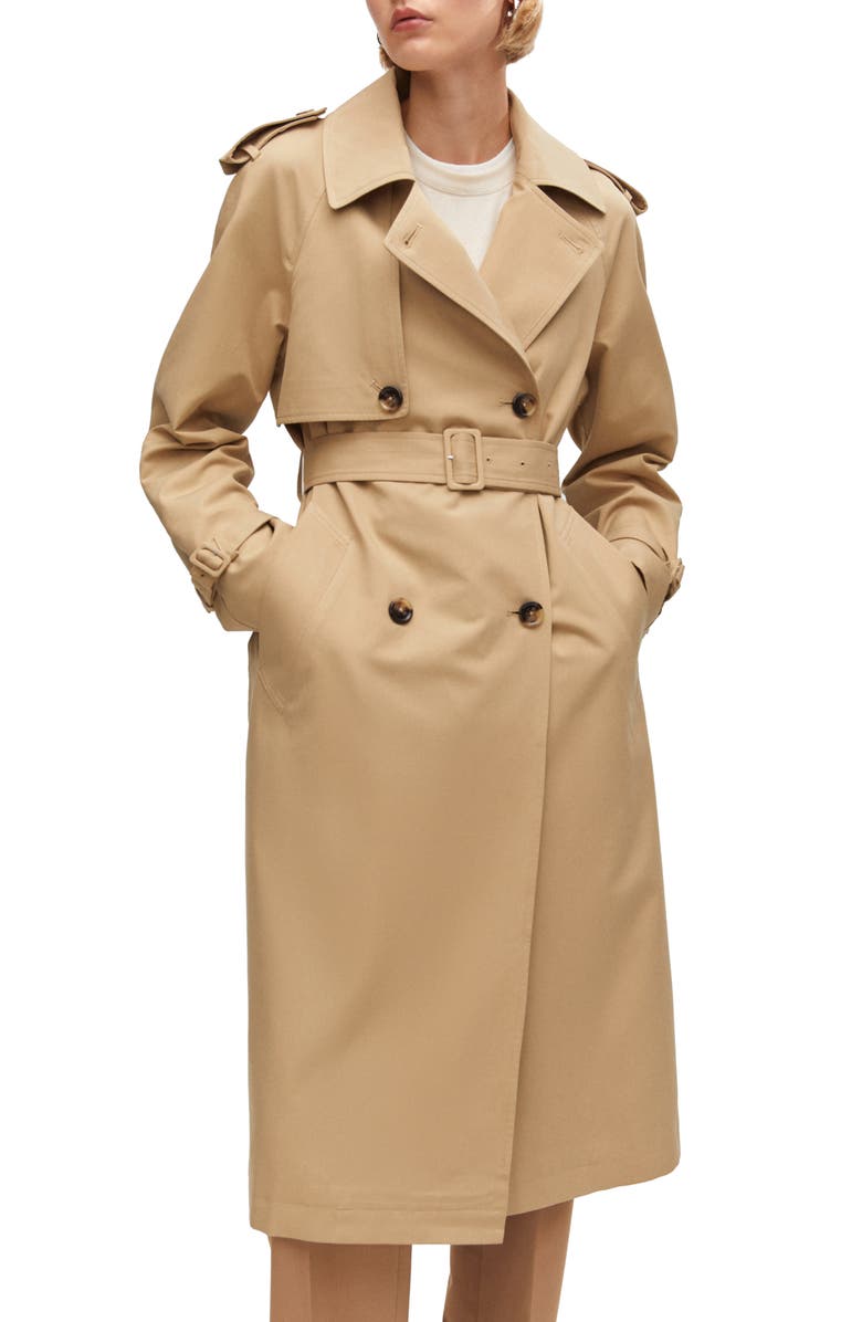 MANGO Belted Water Repellent Trench Coat, Main, color,