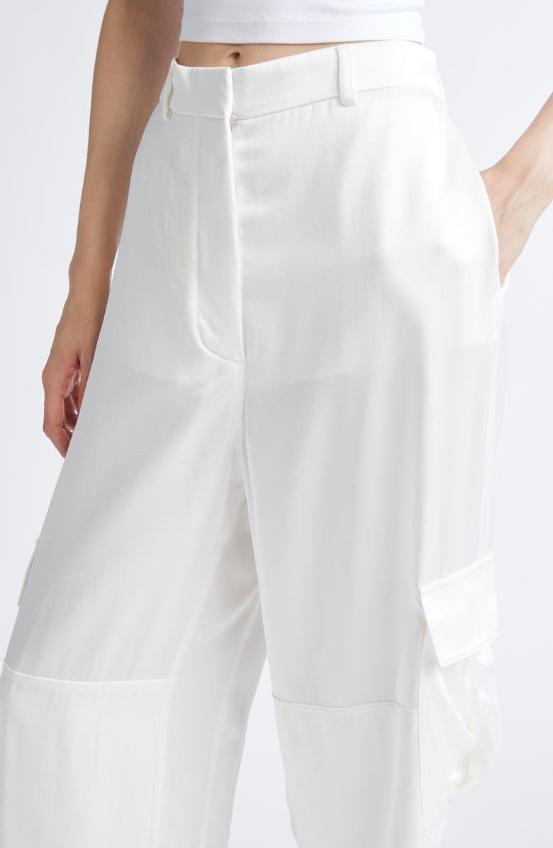 Stella McCartney Satin Paneled Slouchy Cargo Pants, Alternate, color, 9200 - Cream