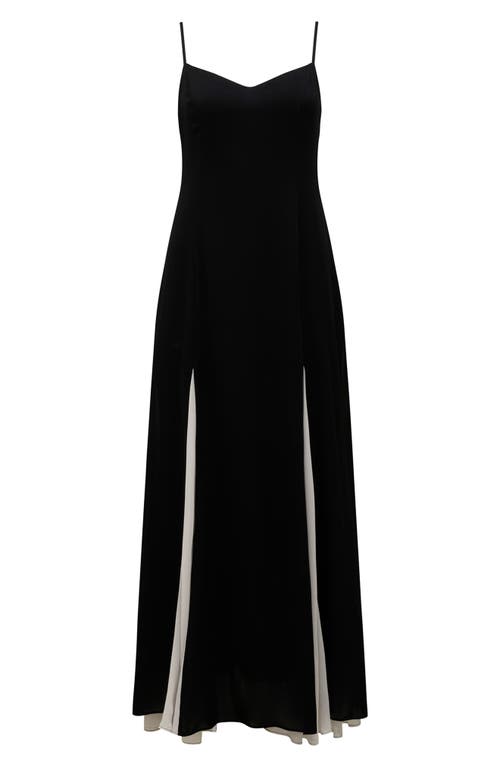 Ever New Dahlia Contrast Godet Pleat Gown In Black/white