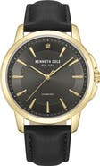 Kenneth Cole Diamond Leather Strap Watch, 44mm