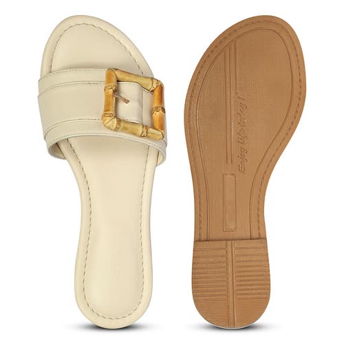 Jelavu Amsterdam Suede Leather Band Slide Sandals In Ivory