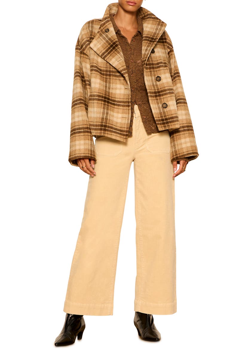 Avery Plaid Asymmetric Jacket, Alternate, color, DARK BONE IVORY