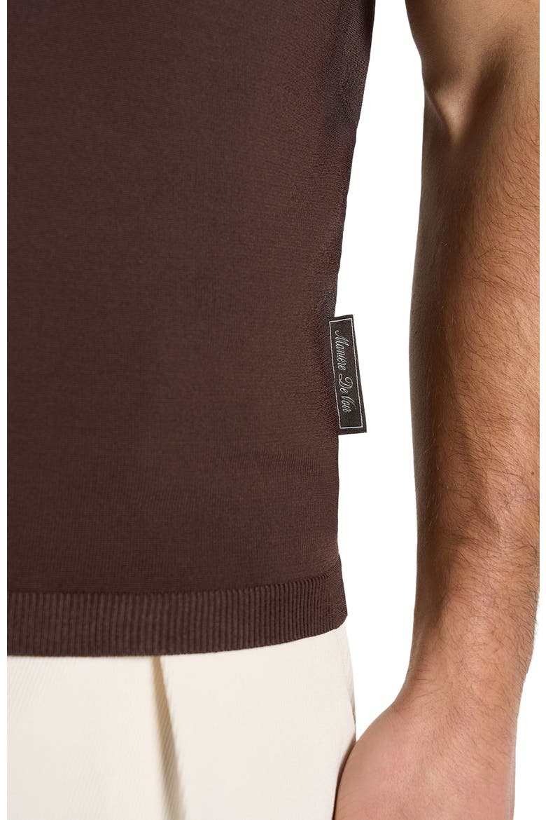 Bryn Luxe Knitted Polo Top, Alternate, color, Brown