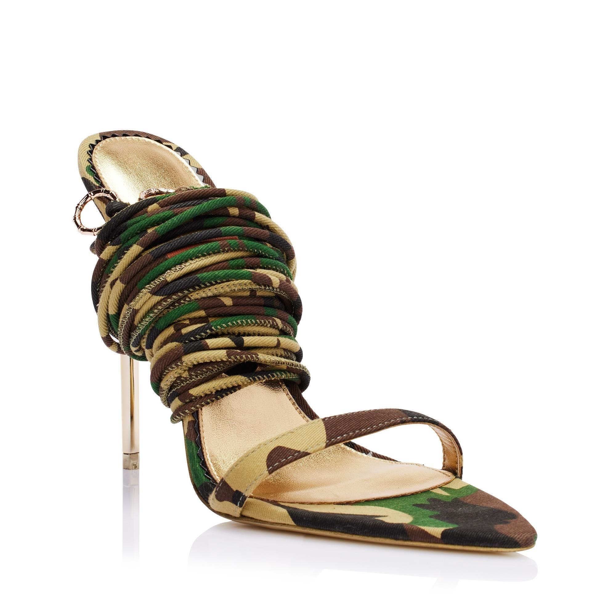 JESSICA RICH Tie Up Sandal, Alternate, color, Camo