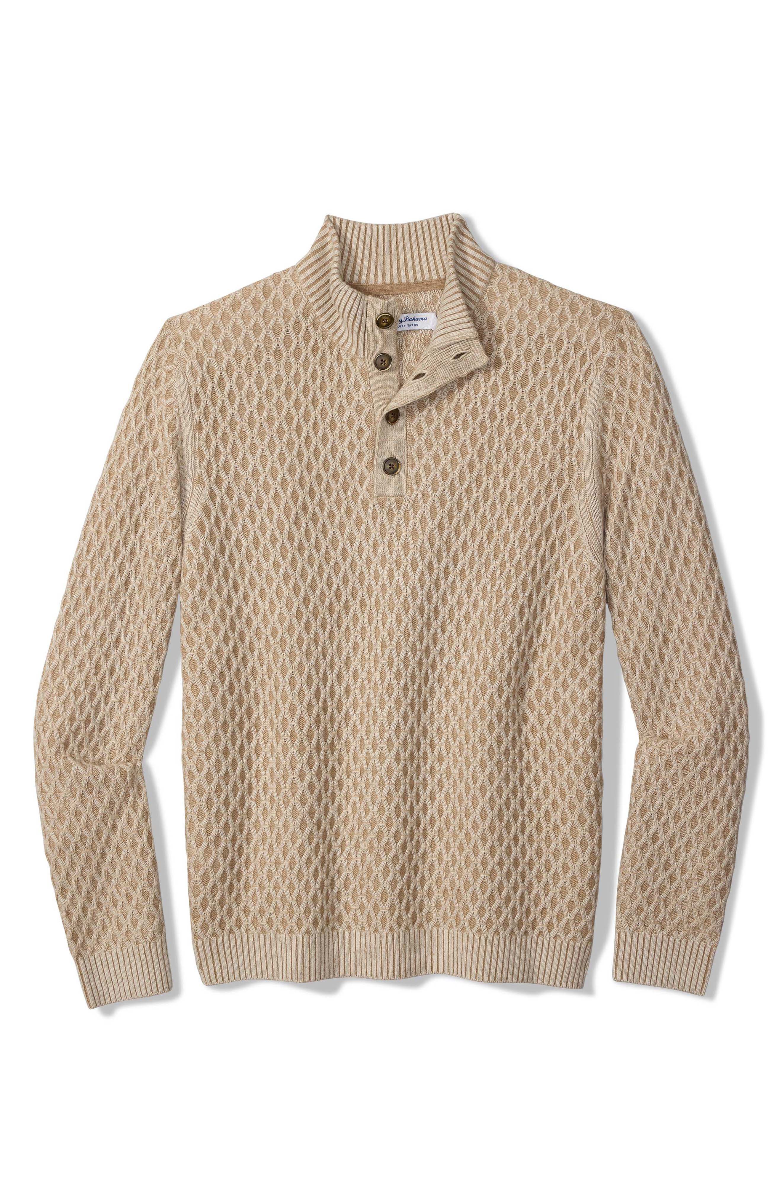 Cross Cable Button Neck Sweater