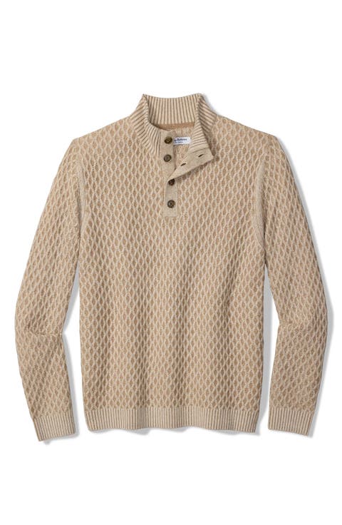 Cross Cable Button Neck Sweater