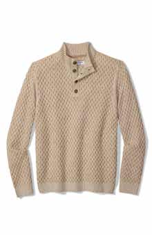 Cross Cable Button Neck Sweater