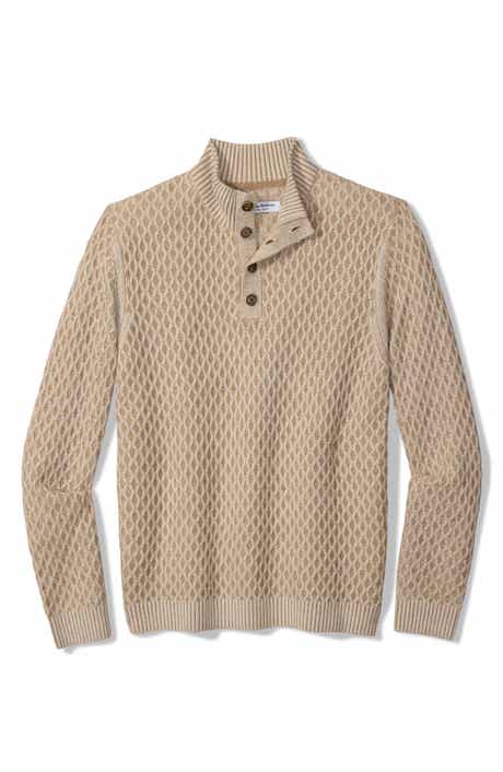Cross Cable Button Neck Sweater