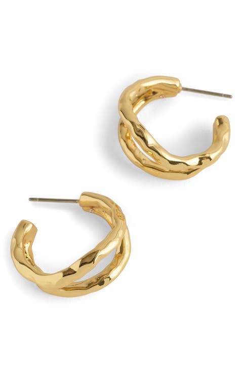 Hammered Sculptural Double-Hoop Earrings