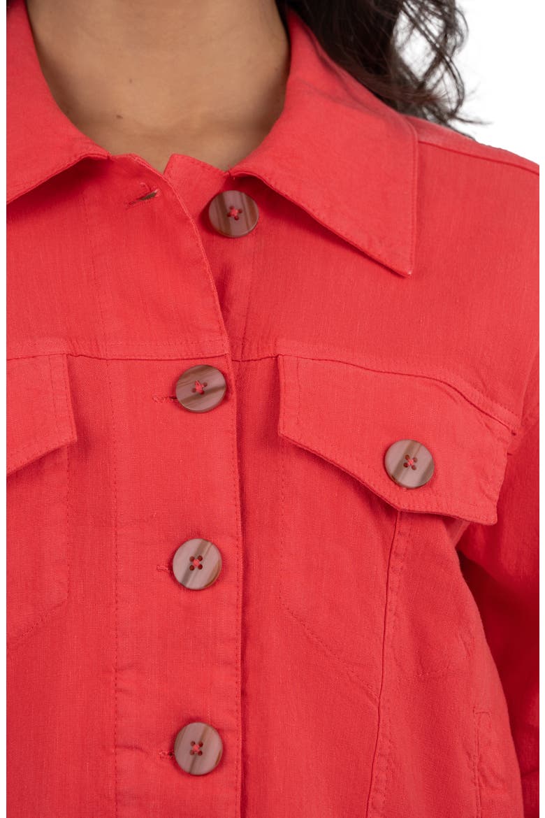 Julia Linen Blend Trucker Jacket, Alternate, color, WATERMELON