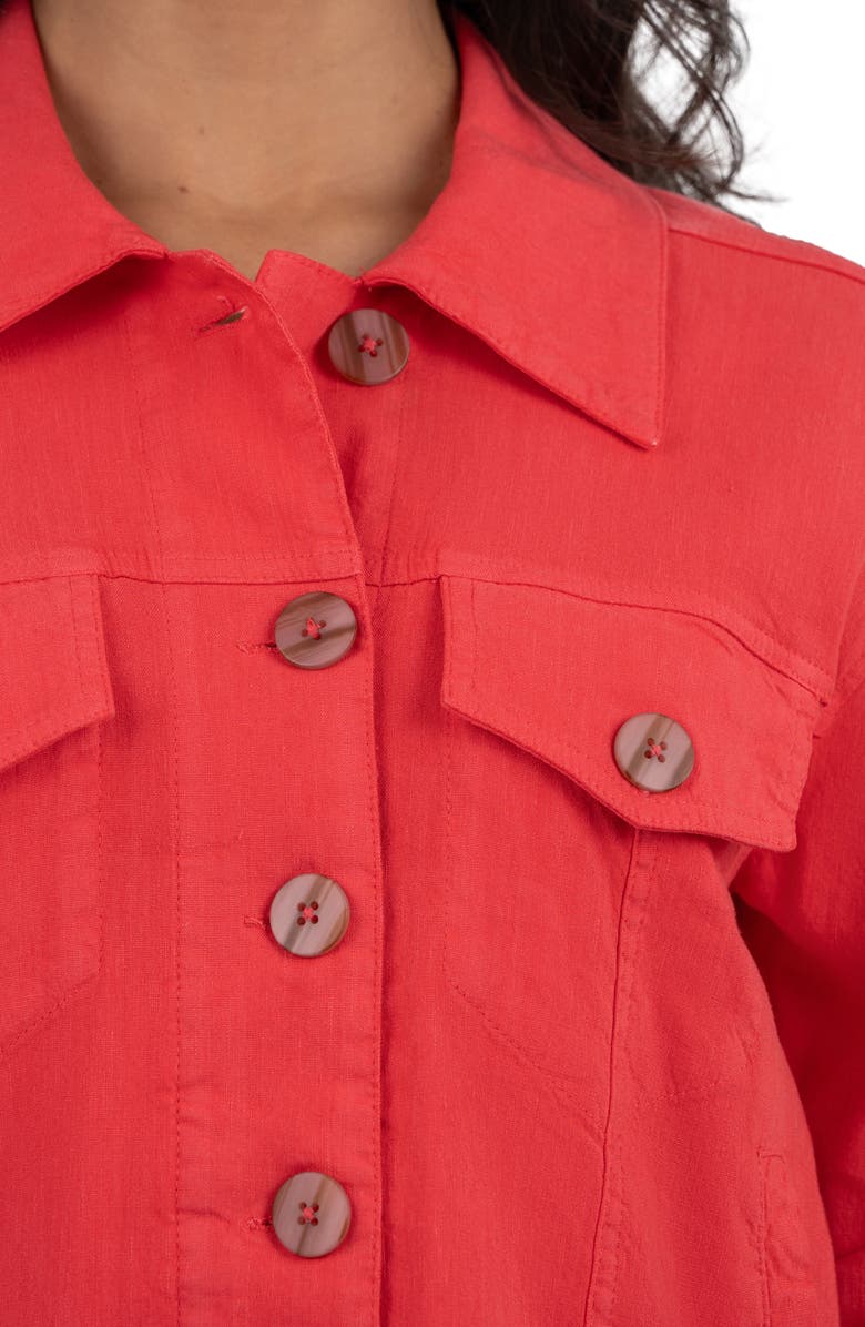 KUT from the Kloth Julia Linen Blend Trucker Jacket, Alternate, color, Watermelon