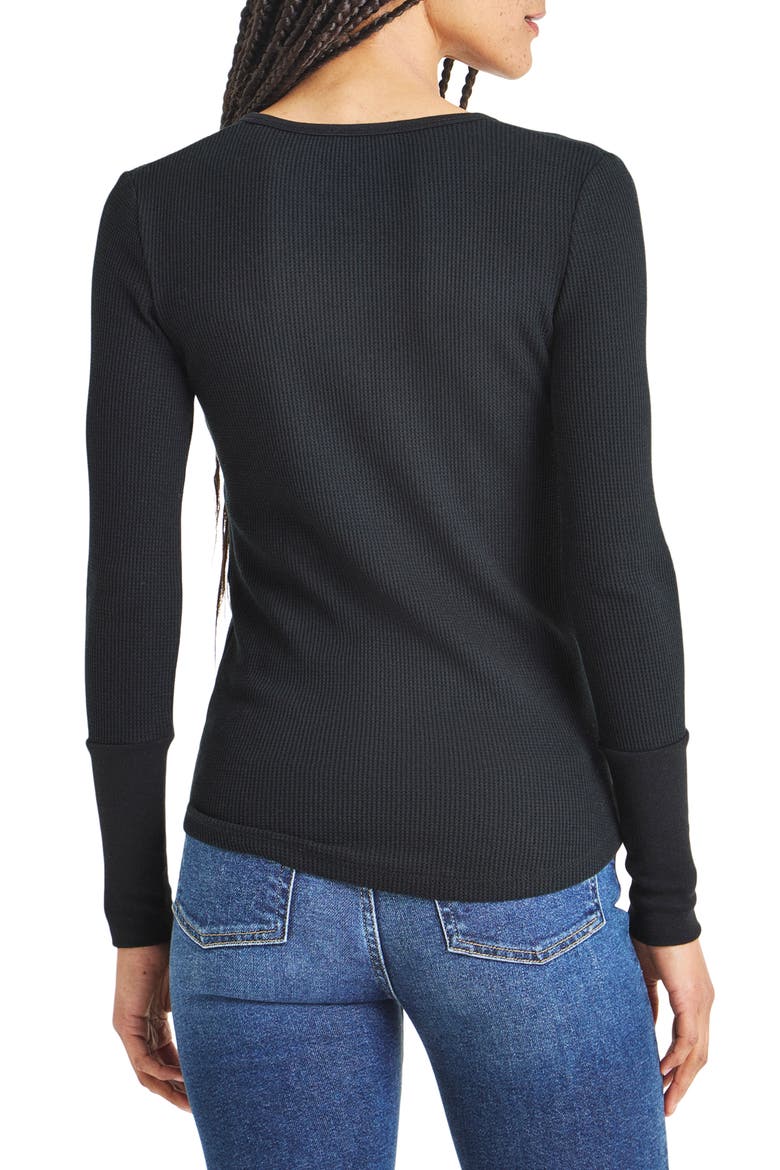 Forever Thermal Knit Henley, Alternate, color, BLACK