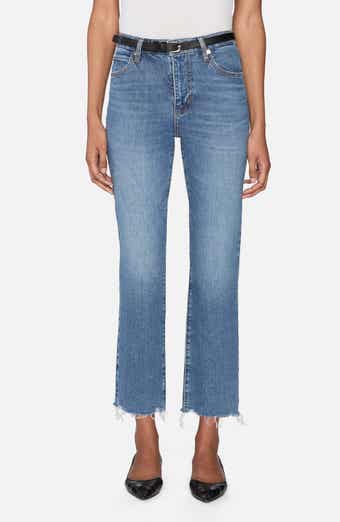 FRAME The Ruler Frayed High Waist Ankle Straight Leg Jeans