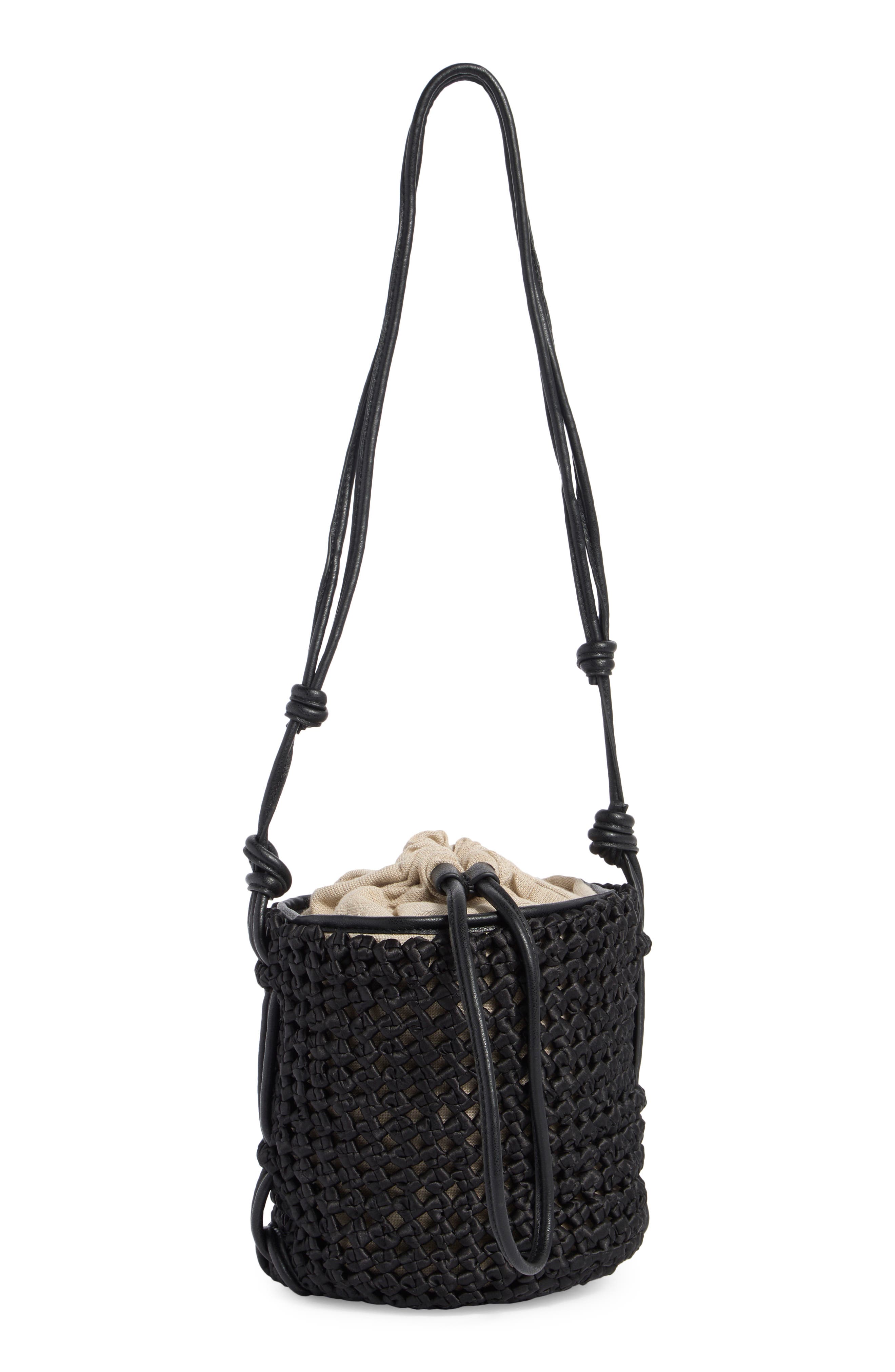 Dolce Vita Woven Bucket Bag, Alternate, color, Black