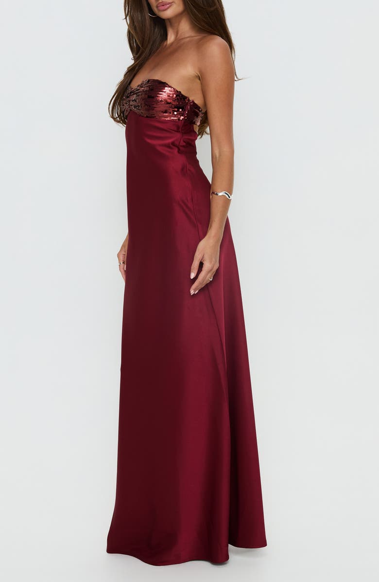 Princess Polly See the Vision Sequin & Satin Strapless Gown, Alternate, color,