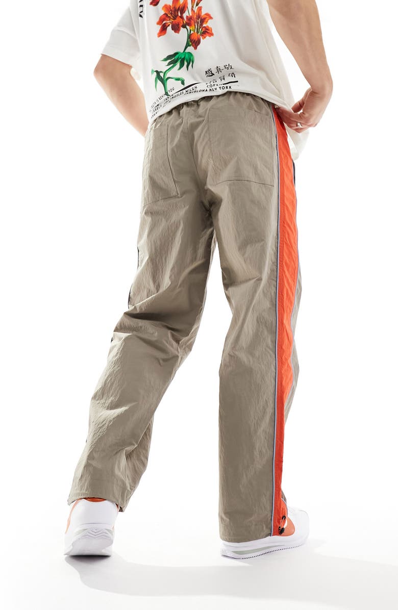 ASOS DESIGN Stripe Panel Nylon Wide Leg Drawstring Track Pants, Alternate, color,