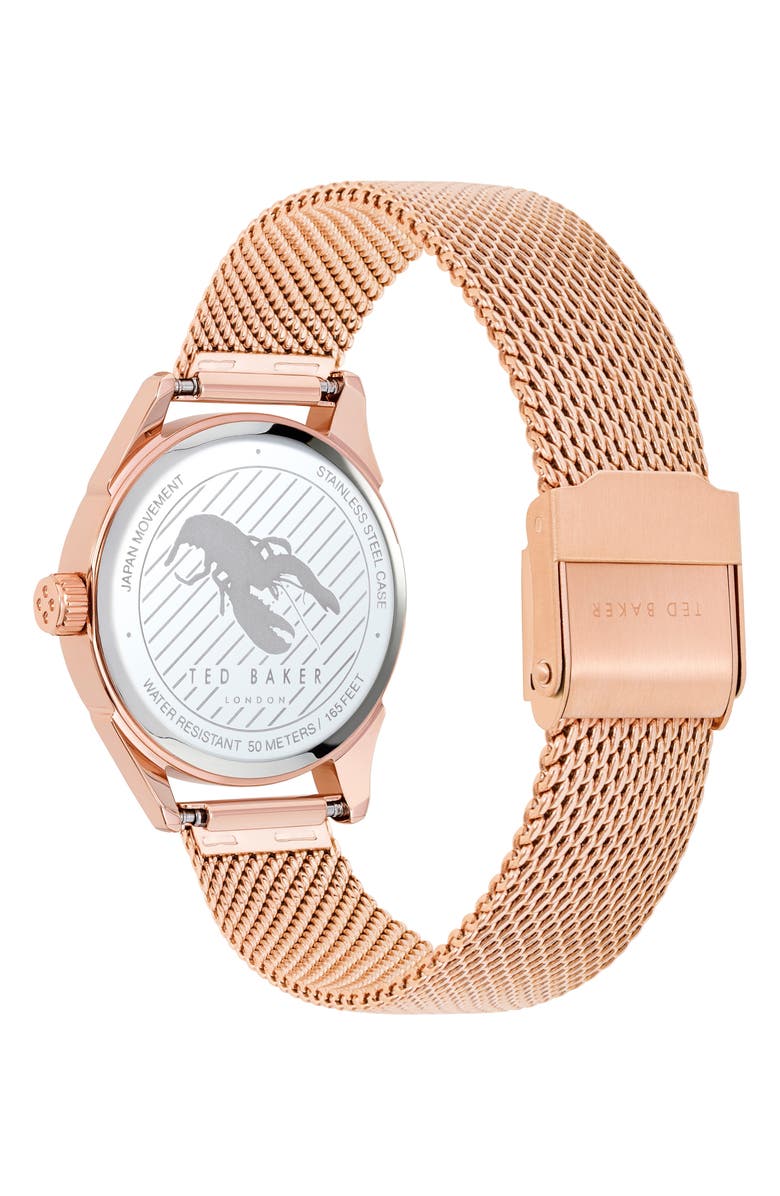 Ted Baker Three-Hand Quartz Mesh Strap Watch, 7.5mm x 14mm, Alternate, color, Rose Gold
