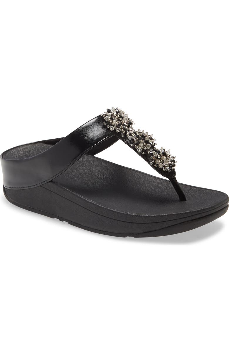 FitFlop Galaxy Toe Wedge Flip Flop, Main, color, All Black