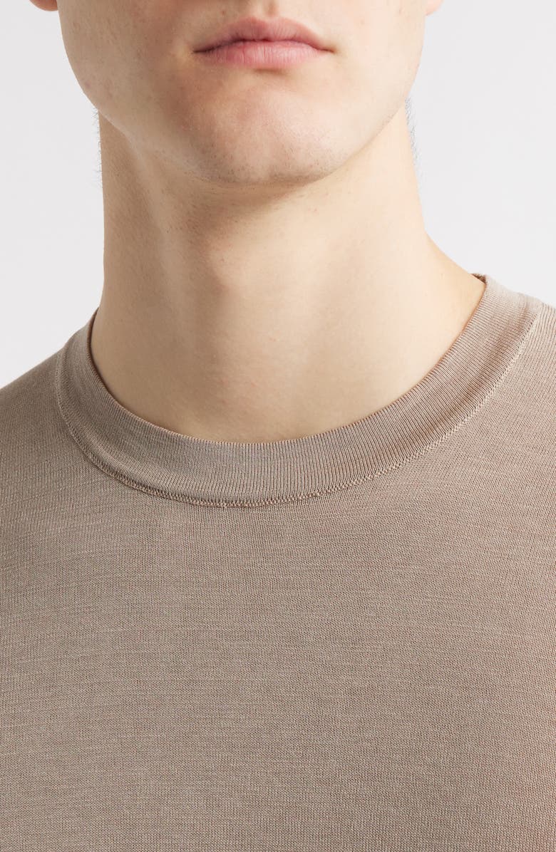 Jack Victor Wellington Heathered Cotton & Silk Crewneck T-Shirt, Alternate, color, Sand
