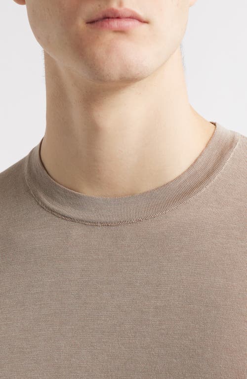 Jack Victor Wellington Heathered Cotton & Silk Crewneck T-shirt In Sand