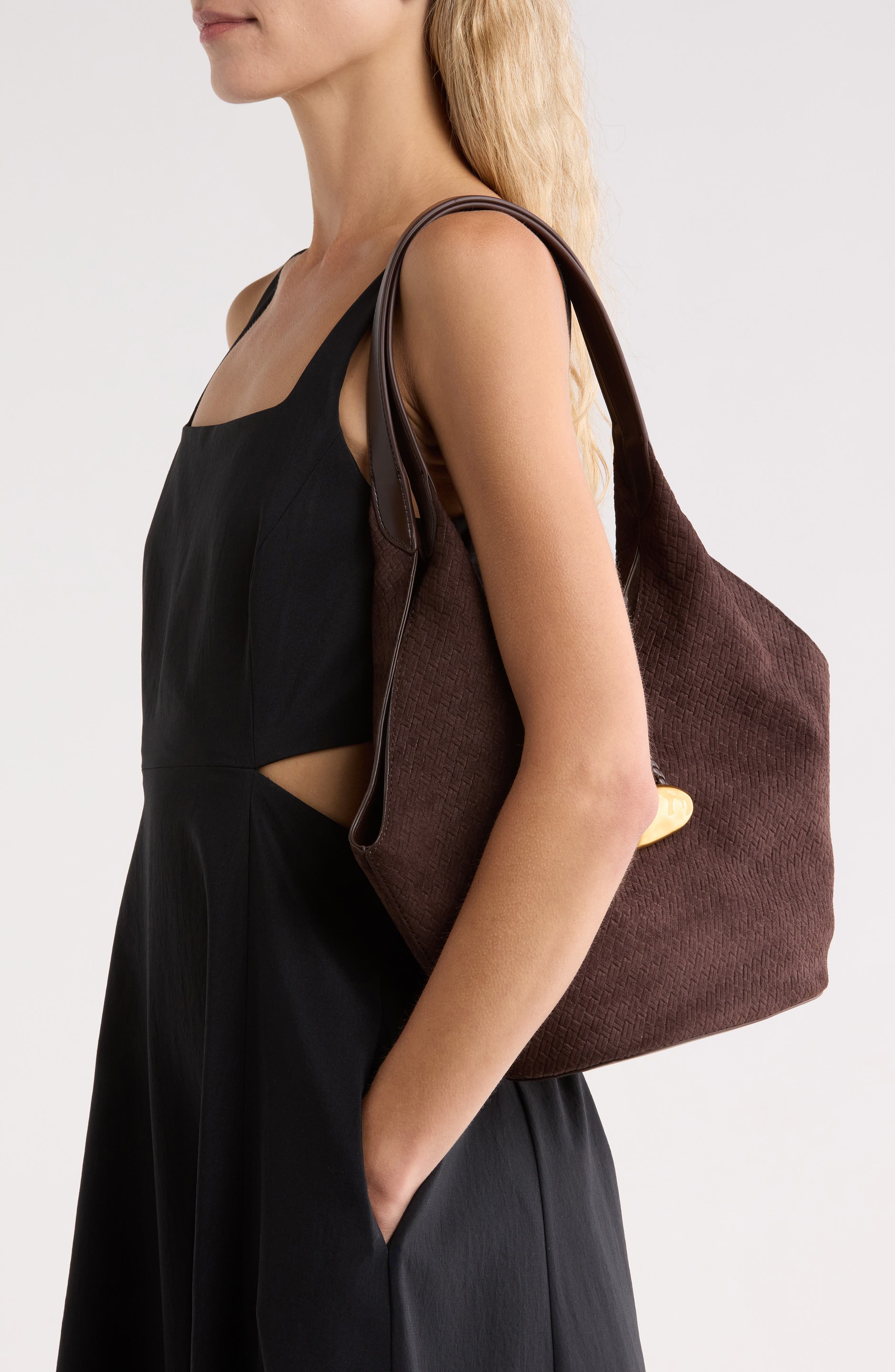 Lillie Faux Suede Shoulder Bag, Alternate, color, CHOCOLATE SUEDE