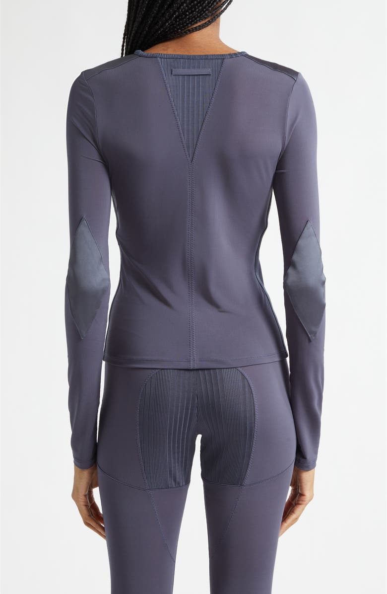 Jean Paul Gaultier Jersey & Rib Long Sleeve Top, Alternate, color, Petrol