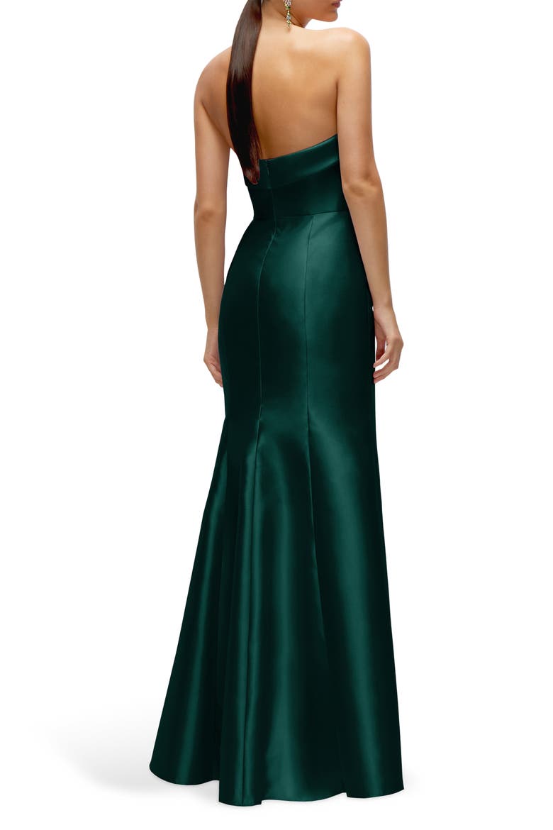 Strapless Satin Trumpet Gown, Alternate, color, EVERGREEN