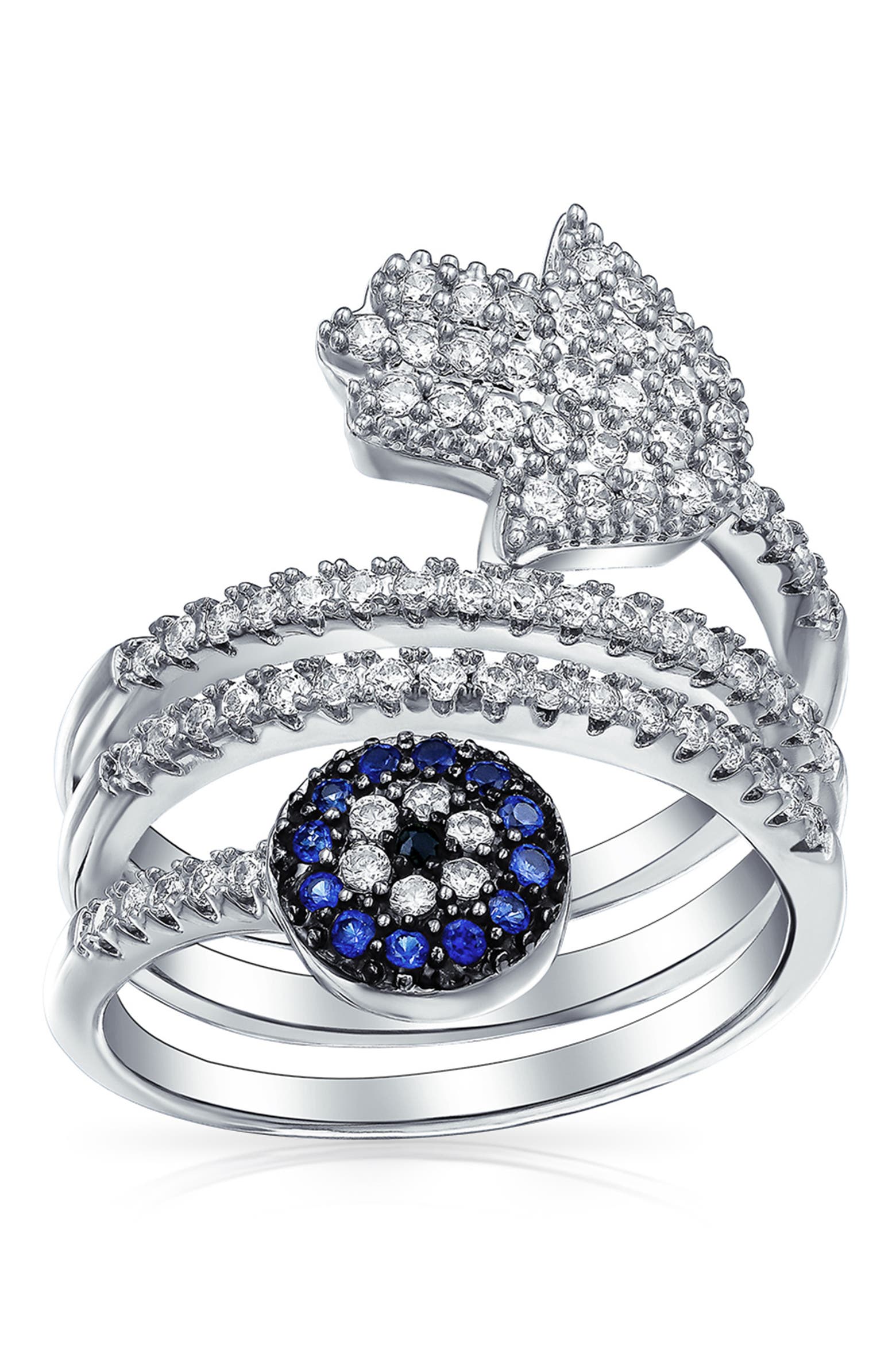 Siling Ring BLING JEWELRY Sterling Silver CZ Pave Wrap Around Ring (Women ...