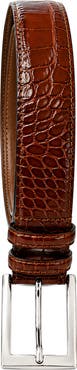 MADE IN ITALY Croc Embossed Leather Belt