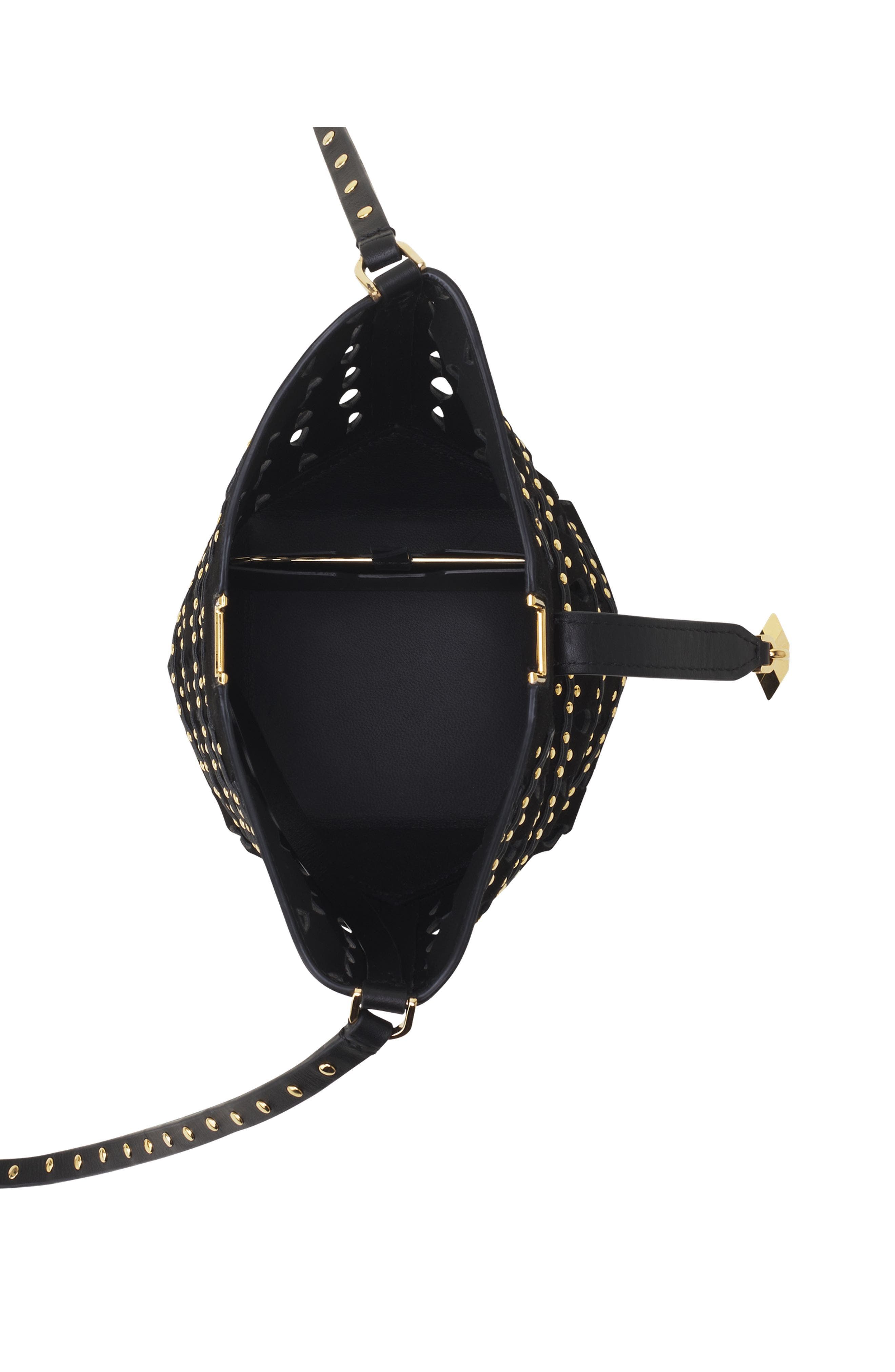 Lanvin Catch Nano By Lanvin Bucket Bag In Suede, Alternate, color, Black/Gold