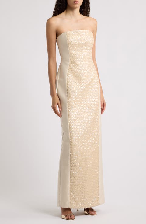 Eluna Sequin Strapless Column Gown