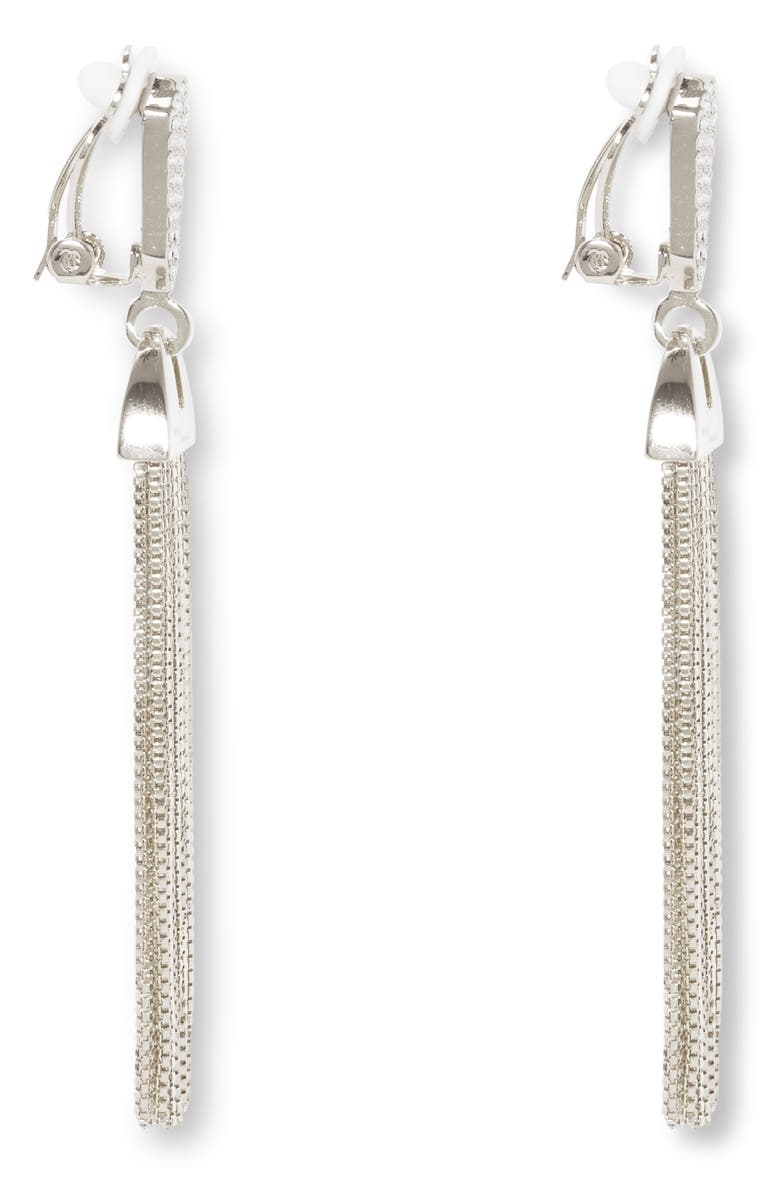 Vince Camuto Pavé & Chain Tassel Clip-On Drop Earrings, Alternate, color,