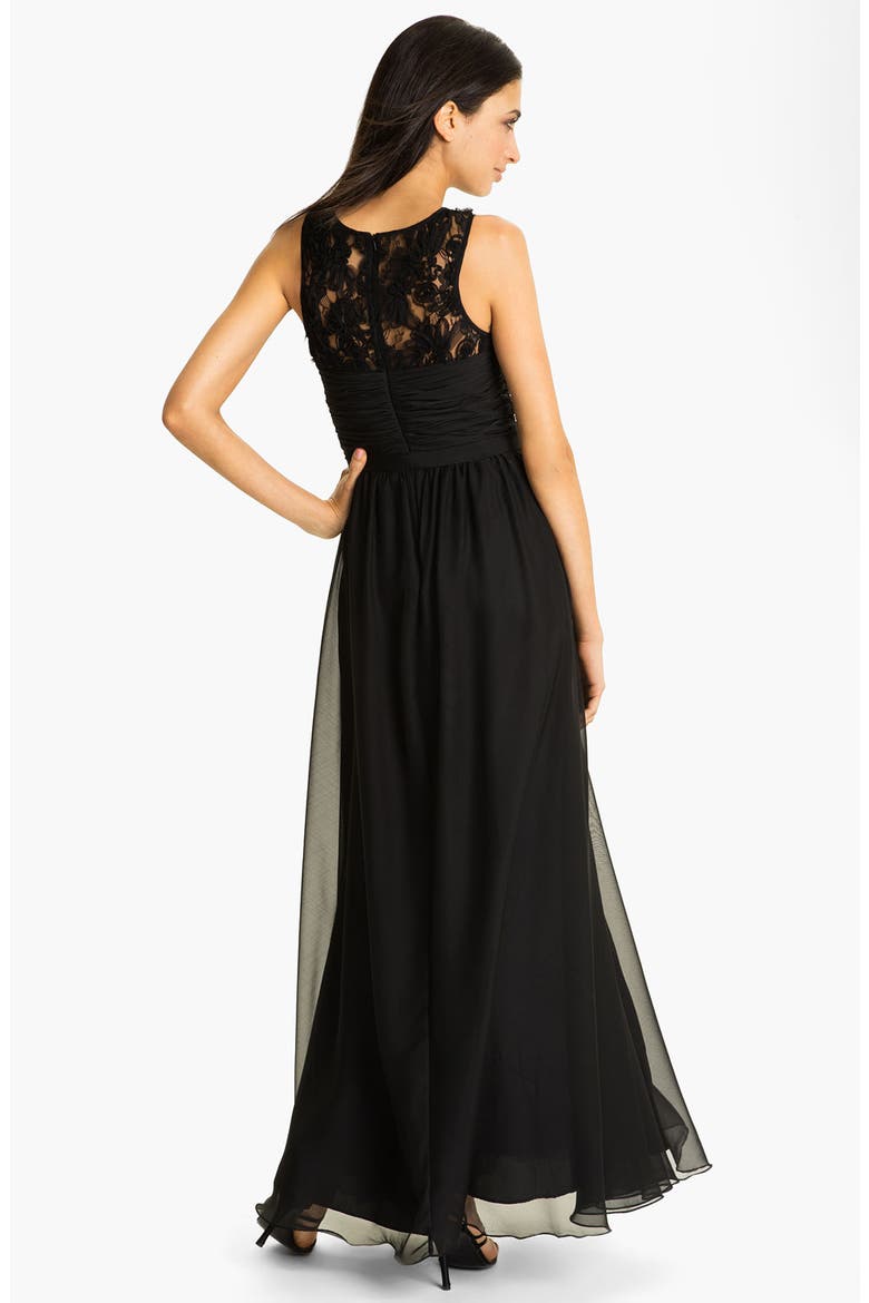 ML Monique Lhuillier Bridesmaids Chiffon Gown (Nordstrom Exclusive), Alternate, color, BLACK