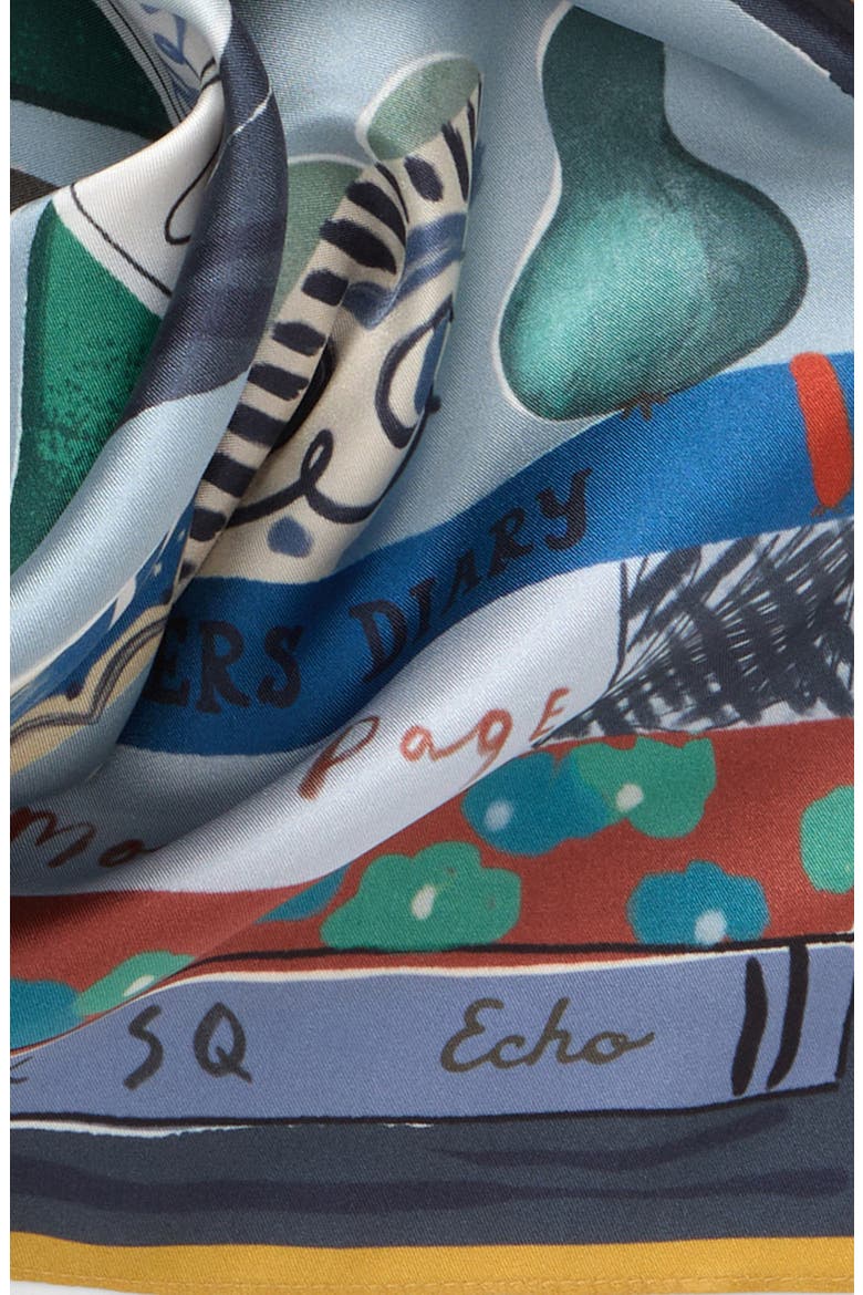Bookworm Silk Square Scarf, Alternate, color, DENIM BLUE