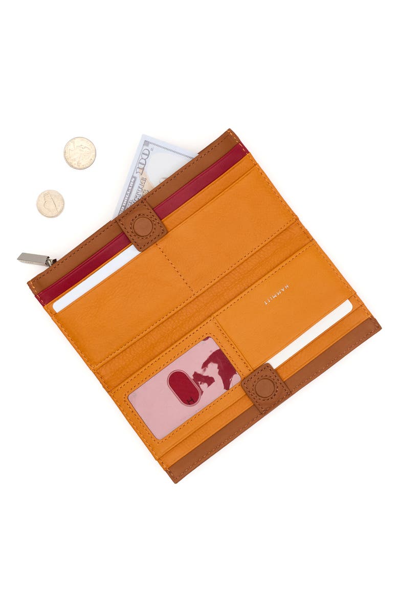 HAMMITT 110 North Studded Leather Wallet, Alternate, color, Tailored Tangerine/ Silver