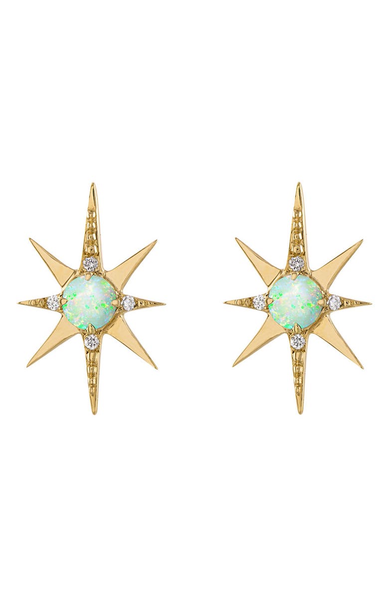 EDEN PRESLEY Starburst Stud Earrings, Main, color, Yellow Gold - Opal