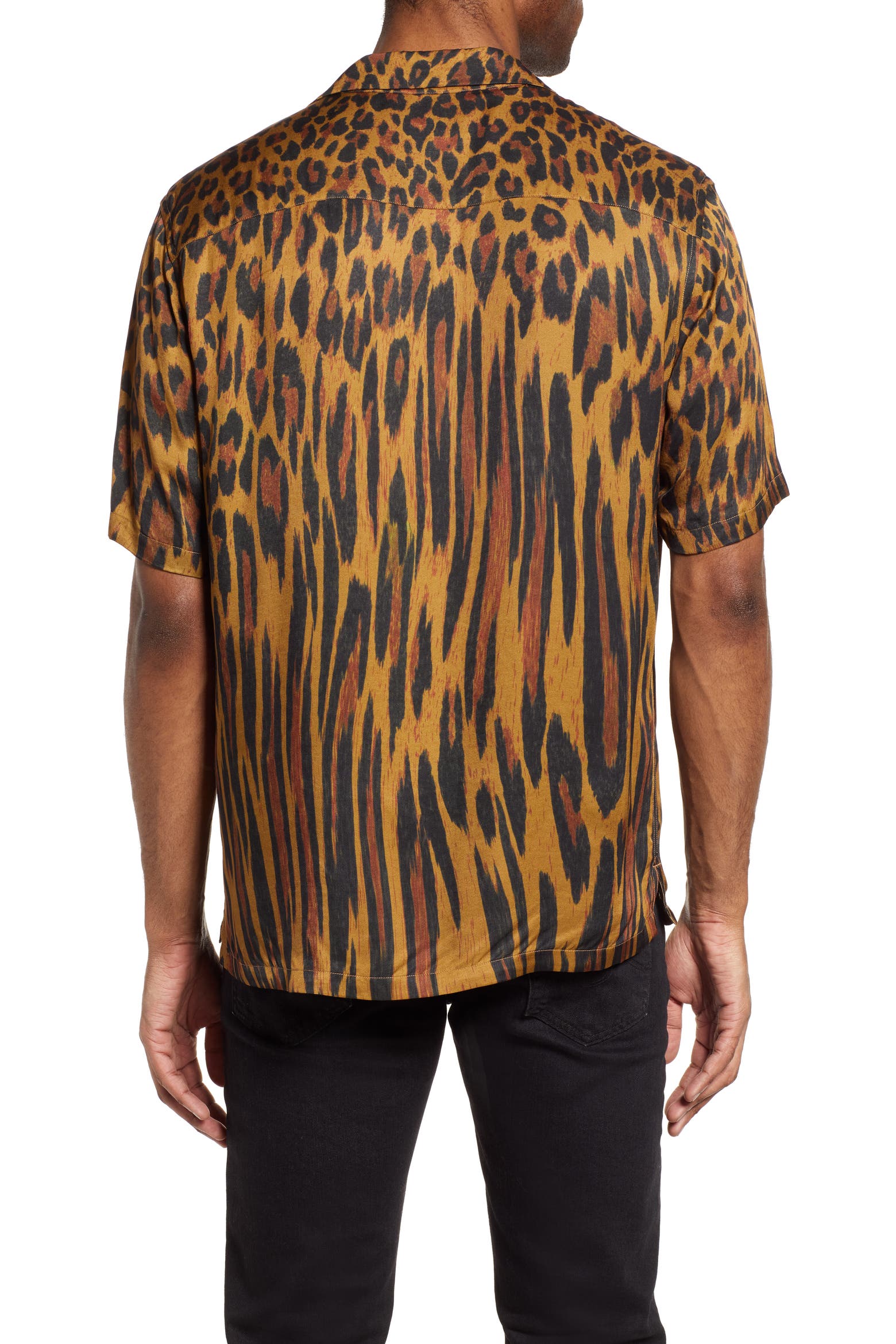 Pulp Diffuser AllSaints Distortion Leopard Print Short Sleeve Button-Up Shirt (Men ...