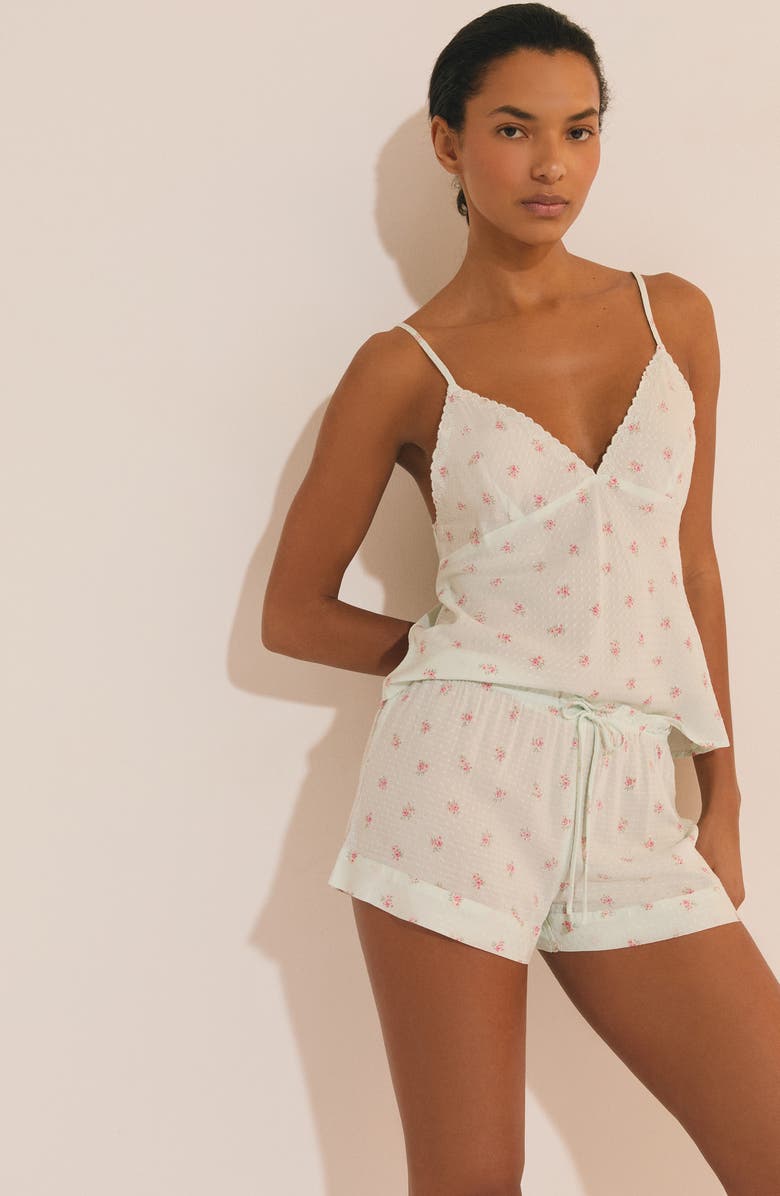 Etam Olivya Caraco Pajama Camisole, Alternate, color, Imp Fond Vert