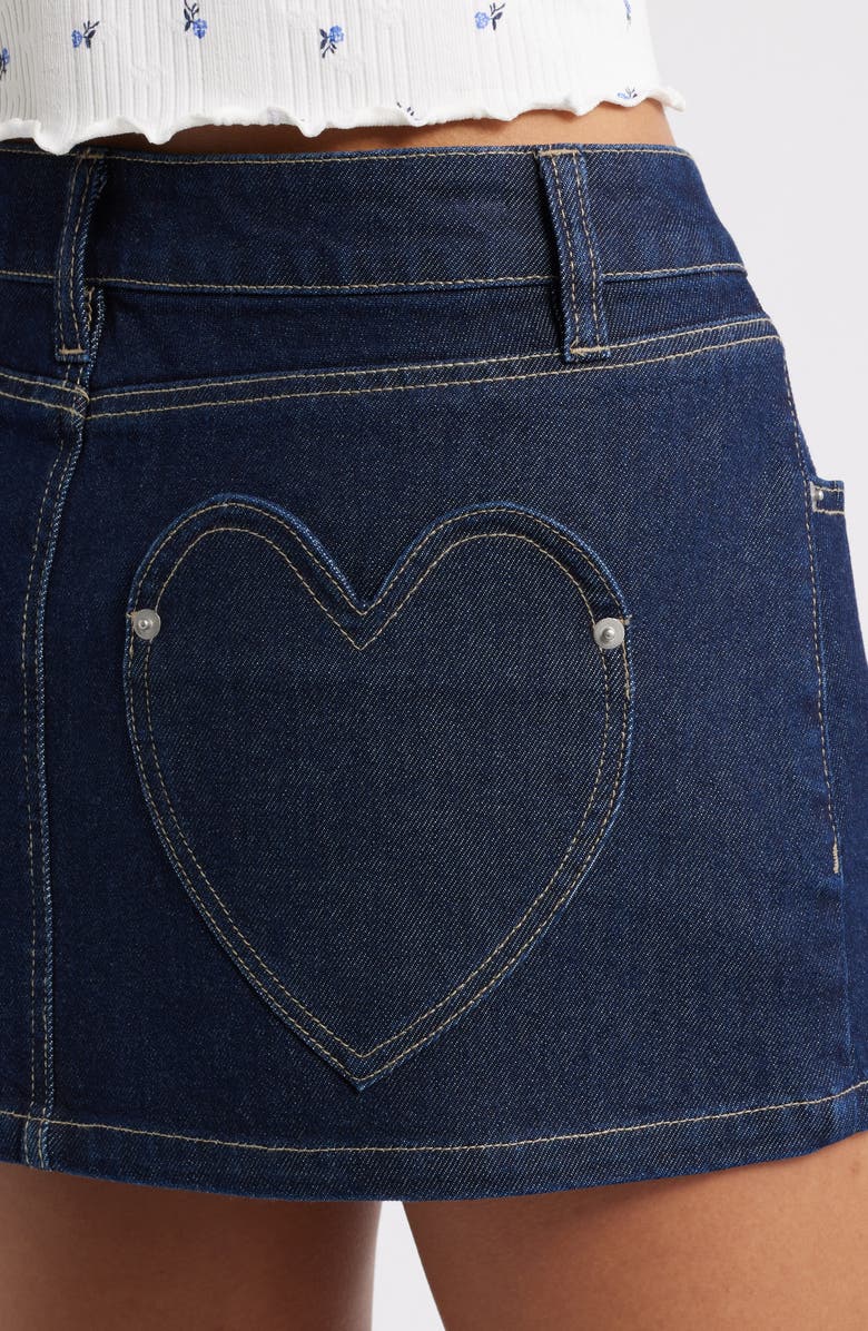 BP. Heart Pocket Low Rise Denim Miniskirt, Alternate, color, Rinse Wash