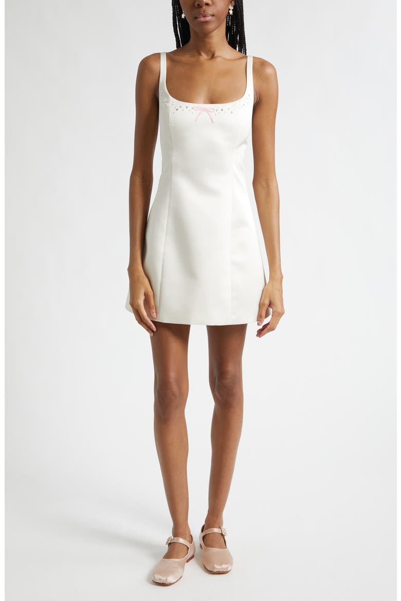 Perla Bow & Rhinestone Minidress, Main, color, CHAMPAGNE