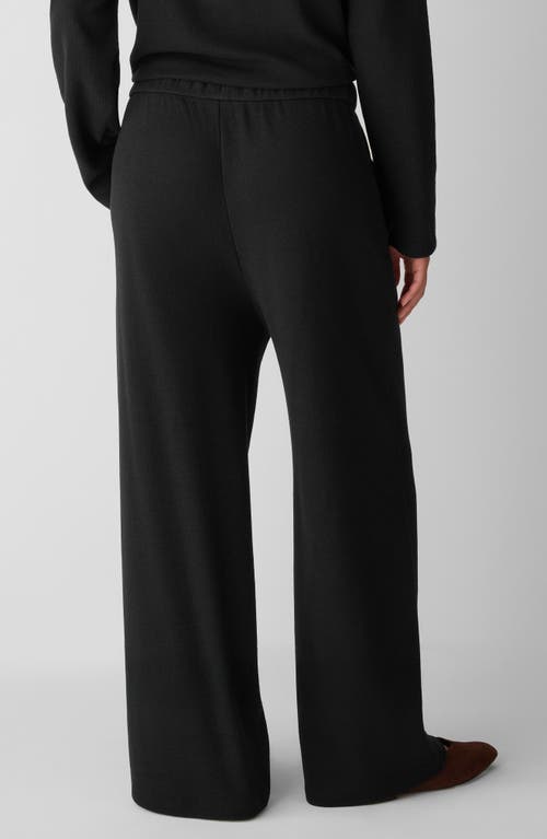 Eileen Fisher Organic Cotton Blend Ankle Wide Leg Drawstring Pants In Black